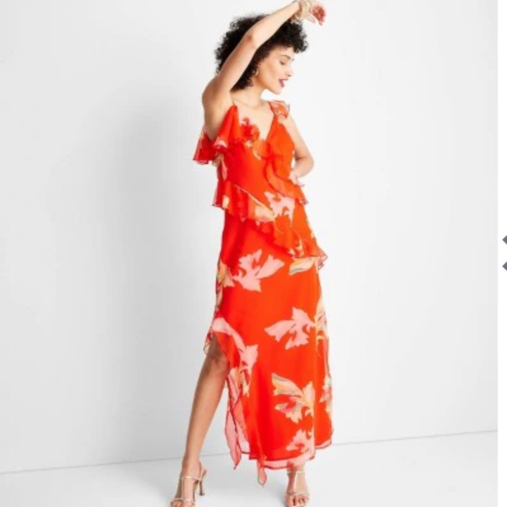 Red floral future collective dress by Jenee Naylor extra small